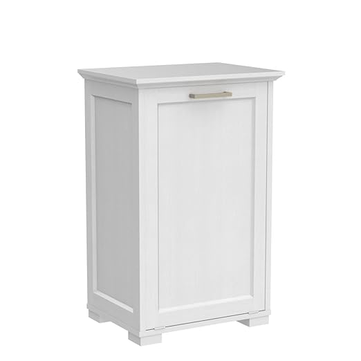 OLD CAPTAIN Tilt-Out Laundry Sorter Cabinet/Wooden Tilt Out Trash Cabinet, with Negative ion and deodorizing Function to Ensure The Cleanliness of The Kitchen Trash can(White)