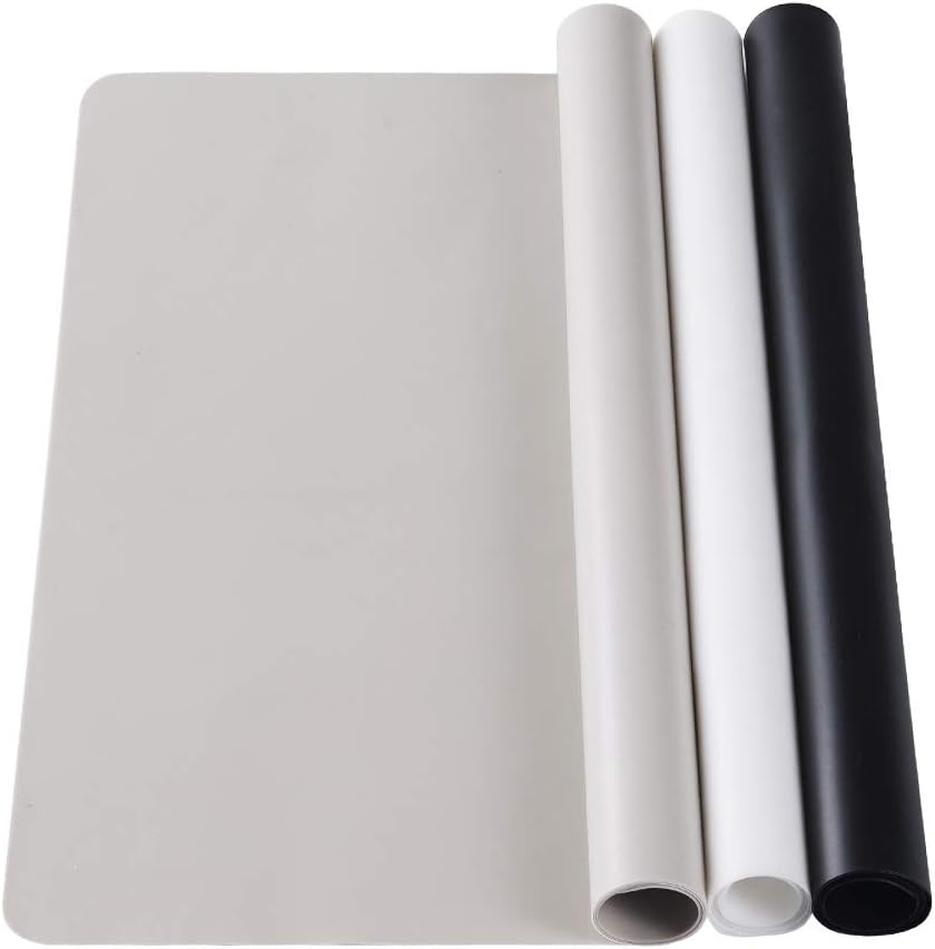 3 Pack Silicone mat Large Silicone Sheets for Crafts, Liquid, Resin Jewelry Casting Molds Mat, Silicone Placemat 15.7” x 11.8” (Black & Gray & Beige)