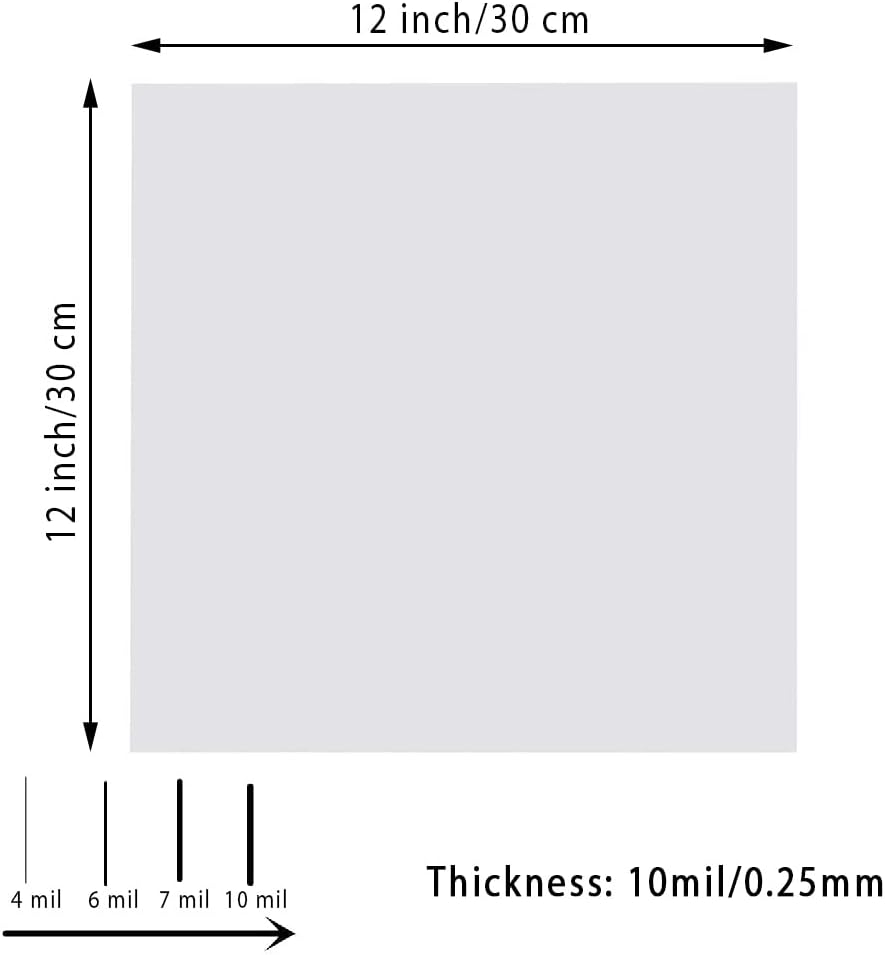 10 Sheets 10 mil Mylar Sheet, 12 x 12 inch Milky Translucent Plastic Blank Stencils, Reusable Stencil Template Material, Make Your Own Stencil