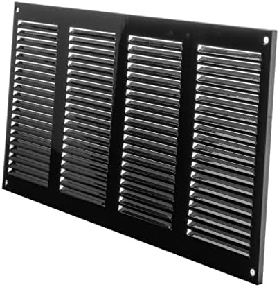 Repa Market Air Vent Cover 16x8 Inch (Outer Dimensions) Black Galvanized Steel Louvered Grill Cover with Mesh Screen/Wall or Ceiling Vent/HVAC Register for Indoor and Outdoor Ventilation