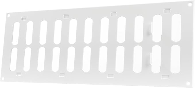 Vent Systems 16" x 6" Inch (Outer Dimensions) Metal Air Vent Grille - White Adjustable Register Vent Cover - Open/Close Air Supply Intake Wall Vent - Heating/Cooling Ceiling Grille for House, Garage