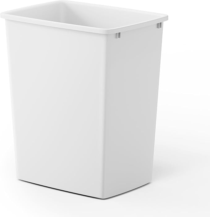 ROOMTEC 35QT Kitchen Trash Can, Sturdy and Lightweight Slim Trash Can, Trash Cans for Kitchen, Workspace, Bathroom, Office, Easy to Clean, 1 Pack, White