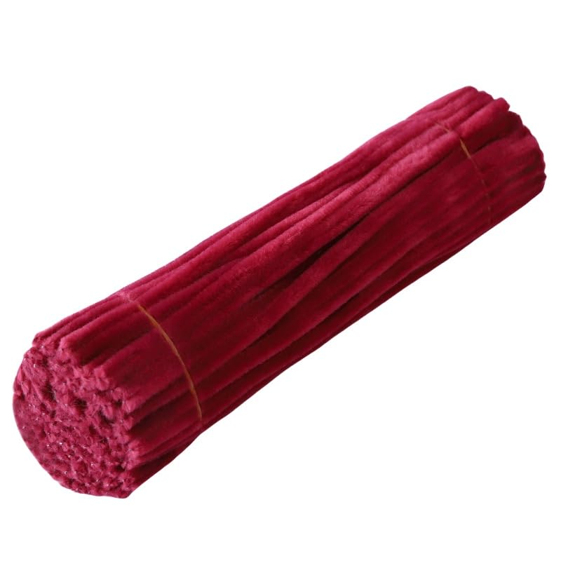 100 Pieces Pipe Cleaners Chenille Stem, Burgundy Color Pipe Cleaners Set for Pipe Cleaners Christmas DIY Arts Crafts Decorations, Chenille Stems Pipe Cleaners (Burgundy)