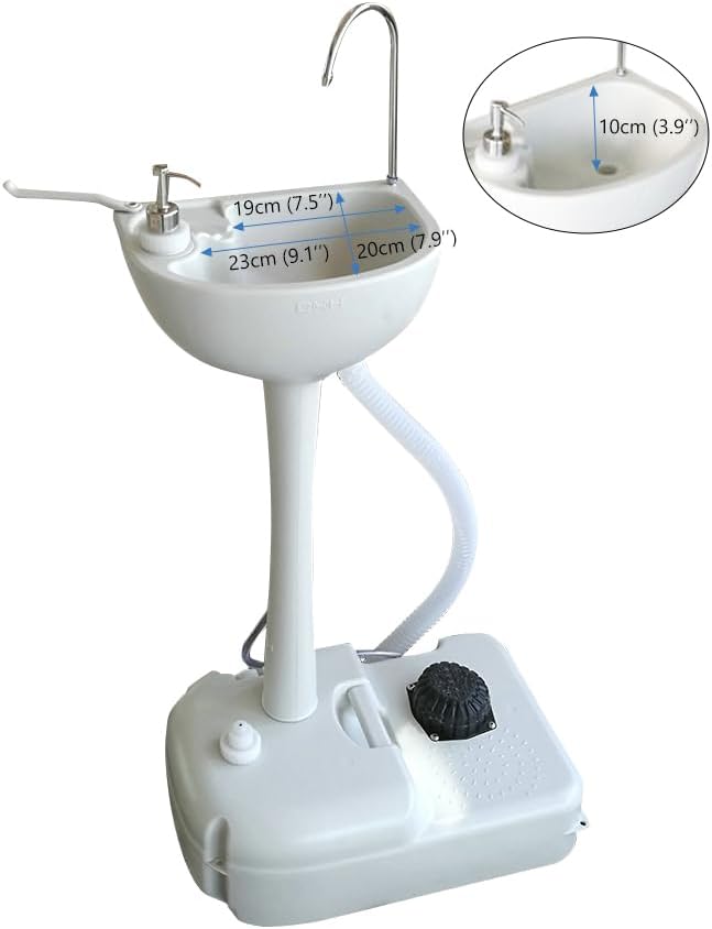 Portable Sink and Toilet - Detachable Outdoor Sink Station and Camping Toilet - 19L Hand Washing Station with Foot Pump - 20L Waste Holding Tank Flushing Toilet - Perfect for Camping RV Boat Travel