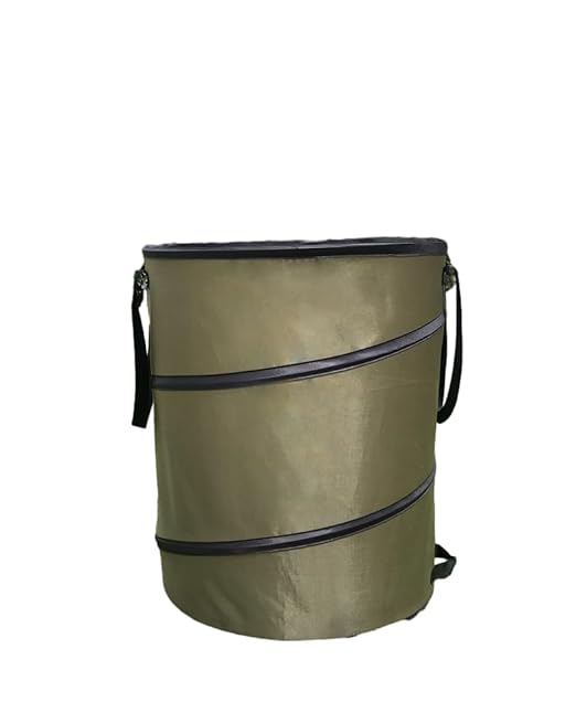 Collapsible Trash Can Outdoor Storage Bag, 10 Gallon Portable Leaf Garbage Bin with Handles, Waterproof Oxford Fabric for Camping, Picnic, Beach, Park, Travel, Automotive (S Size, Green)