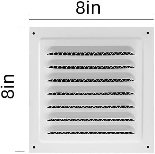 2pcs Attic Vent Soffit Vent Aluminum Wall Vent Metal Shed Vent Square Vent Louver Vent Grille with Built-in Insect Screen for Exterior Door House Attic Garage Ceiling (White 8" x 8"-2 Pack)