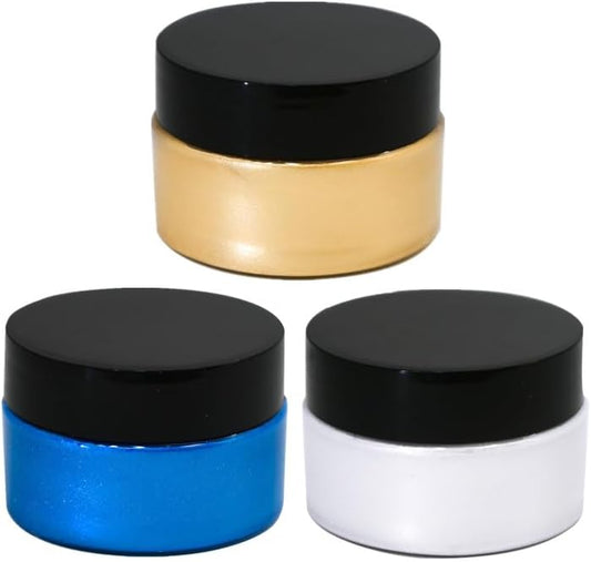 Shimmer Metallic Acrylic Paint Metallic Chalk Paste 1.7oz/50ml, Ideal for Wood/T-Shirts/Glass/Stone, DIY Crafts Projects Glitter Pearlescent Golden Pigment Suitable for Beginners Artists (3 Jars)