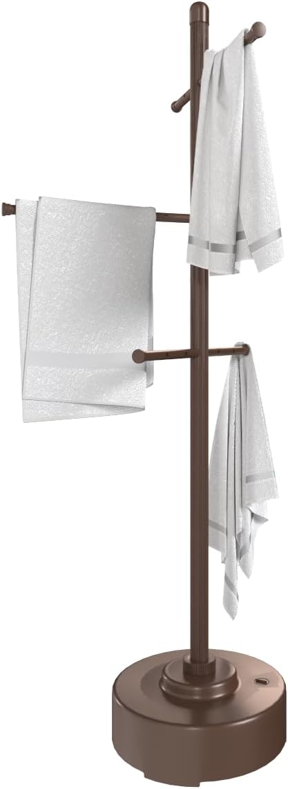 Milliard Pool Towel Rack Outdoor Freestanding Spa Towel Tree, Made from Weather Resistant Metal and Plastic – 65 inches x 25 inches– Brown