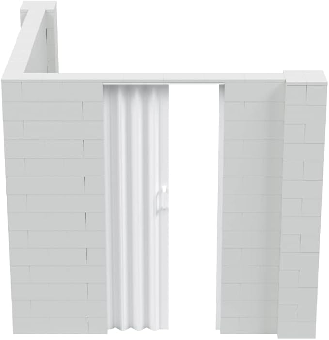 EverBlock 8’ x 8’ x 7’ L-Shaped Wall Kit with Accordion Door | 3’ x 7’ Doorway | Modular Building Blocks | Wall Display | Room Divider & Partition | Reusable | Indoor & Outdoor Use | Green