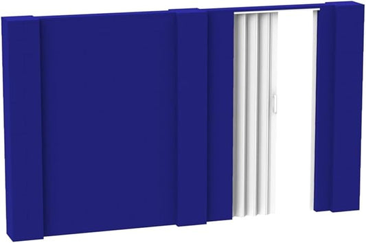EverBlock 12’ x 7’ Wall Kit with Accordion Door | 3’ x 7’ Doorway | Modular Building Blocks | Wall Display System | Room Divider & Partition | Easy to Connect & Reuse | Indoor & Outdoor Use | Blue