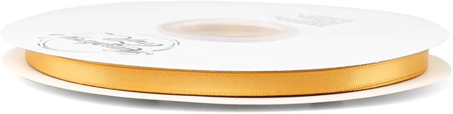 Humphrey's Craft 1/4 Inch Old Gold Double Faced Satin Ribbon - 50 Yards Variety of Color for Crafts Gift Wrapping DIY Bows Bouquet Decoration Sewing Christmas Tree Wedding Invitation Card.