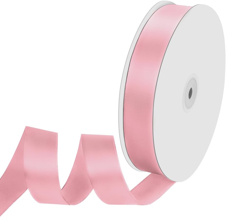 1" Width x 100 Yards Satin Ribbon, Pink Ribbon Perfect for DIY Craft, Bows, Gift Wrapping, Flower Bouquet, Valentine's Day, Christmas and Party Decoration