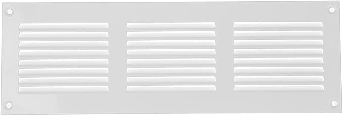 Repa Market 2-Pack 12x4 Inch Air Vent Cover/White Galvanized Steel Louvered Grill Cover with Mesh Screen/Wall or Ceiling Vent/Durable Flush Mount HVAC Register for Indoor and Outdoor Ventilation