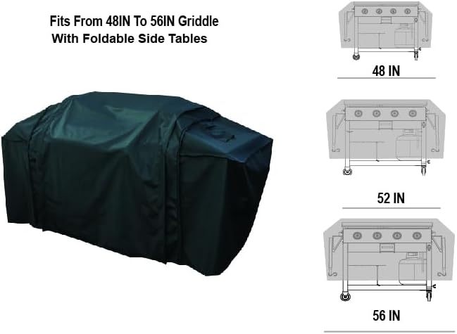 Extension Griddle Cover for All 28"&36“ with Foldble Shelf Models,Waterproof 300D*300D Dyed Polyester with TPU Coating; Flat Top Gas Grill Cover, Black；