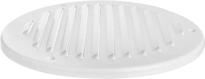 White Metal 6'' Inch Round Ventilation Grille - Inside/Outside use - (Grille: 6''Ø/Cover Area: 7.25''Ø) - Air Vent Louver - Available 4 Sizes / 2 Types / 1 Color.