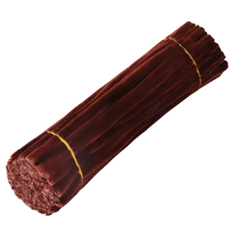 100 Pieces Pipe Cleaners Chenille Stem, Pastel Candy Color Pipe Cleaners Set for Pipe Cleaners DIY Arts Crafts Decorations, Chenille Stems Pipe Cleaners (Brown)