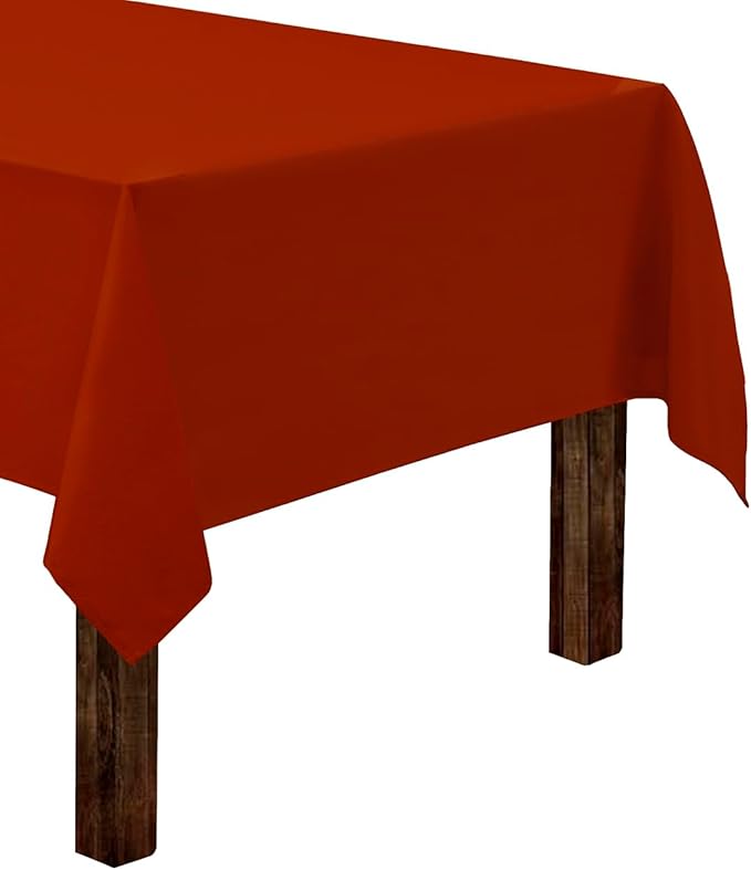 Gee Di Moda Rectangle Tablecloth - 60 x 84 Inch Burnt Orange Table Cloth for 5 Foot Rectangle Tables - Heavy Duty Washable Fabric - for Holiday Party, Dinner, Weddings, Baby Shower & Events