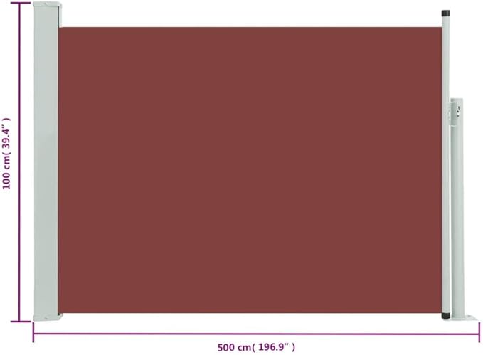 YAFF Patio Retractable Outdoor Folding Privacy Divider, Water & UV Resistant Sun Shade Privacy Wind Screen for Garden, Backyard, Balcony, Terrace 39.4"x196.9" Brown