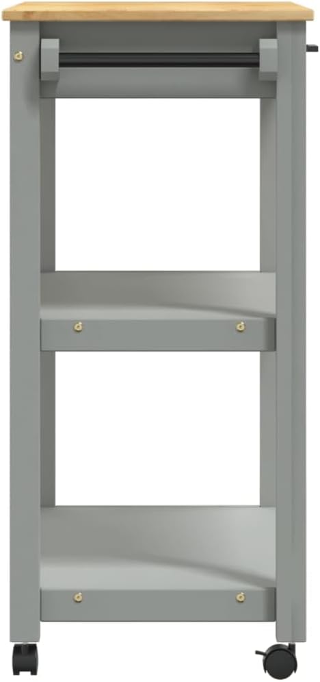 Kitchen Trolley Monza Rolling Kitchen Island Cart with Storage, Portable Dining Room Serving Utility Carts, Gray 33.1" x 15.7" x 35.4" Solid Wood Pine KH78A