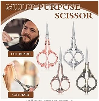 Zhehao 4 Pcs Sewing Embroidery Scissors with Artificial Leather Cover Sewing Stainless Vintage Embroidery Scissors for DIY Needlework Art Manual Handicraft (Retro)