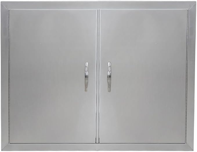 30.5"x21" Brushed Stainless Steel BBQ Access Door, Double Door with Magnetic Catch for Outdoor Kitchen & Grill Island Cabinet
