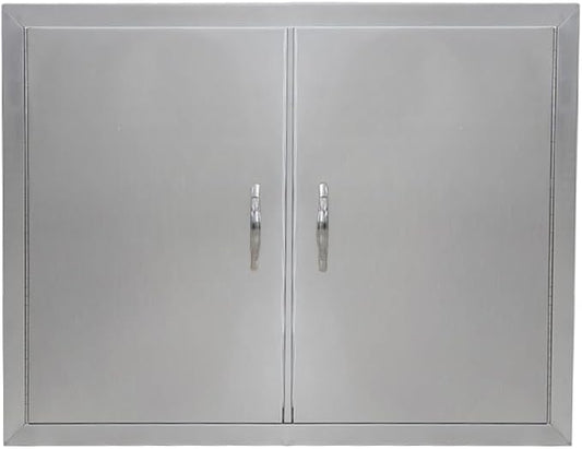 30.5"x21" Brushed Stainless Steel BBQ Access Door, Double Door with Magnetic Catch for Outdoor Kitchen & Grill Island Cabinet