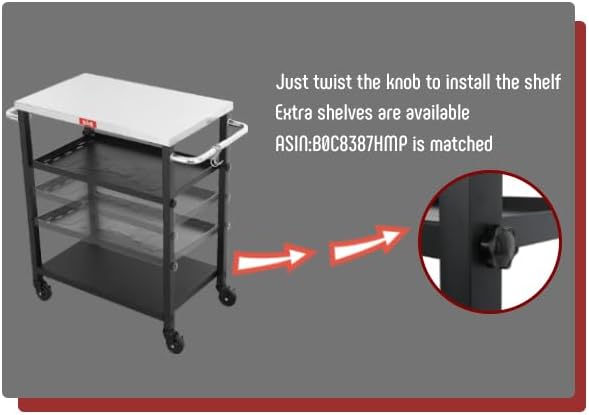 3-Shelf Grill Table, Pizza Oven Stand with Shelf, Movable Pizza Oven Grill Cart, Grill for Outside, Outdoor Bar Cart with Wheels, Stainless Steel top, L26.6xW16.1