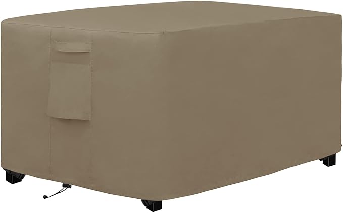 Easy-Going Outdoor Fire Pit Cover Rectangle 52" Lx34 Wx24 H, Durable Outdoor Gas Firepit Cover, Waterproof and Weatherproof Cover for Fire Pit, Camel