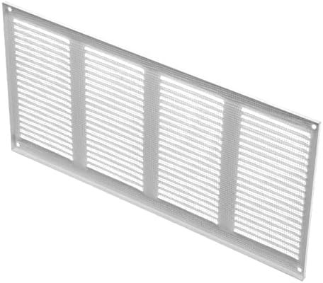 Repa Market Air Vent Cover 16x8 Inch (Outer Dimensions) White Galvanized Steel Louvered Grill Cover with Mesh Screen/Wall or Ceiling Vent/HVAC Register for Indoor and Outdoor Ventilation