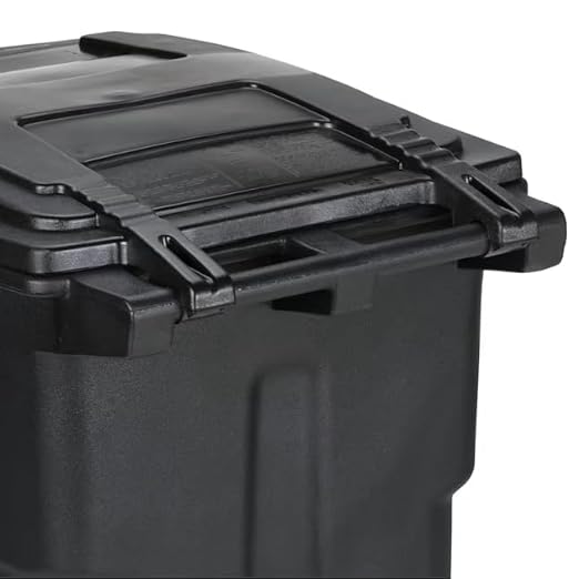 Premium 64 Gallon Black Wheeled Trash Can Bundle – Heavy Duty Municipal-Style Outdoor Garbage Container with Hinged Lid, Odor Control System, Fragrance Packets & Liners for Home, HOA & Commercial Use