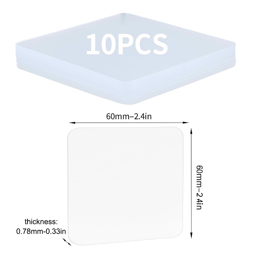 10PCS Premium Double Sided Mounting Squares Clear Tape,Heavy Duty Adhesive Pads for Pictures,Poster Hanging Strips - Strong Sticky Tack,Waterproof Adhesive for Shower,Wall Patch,Sticky Pads