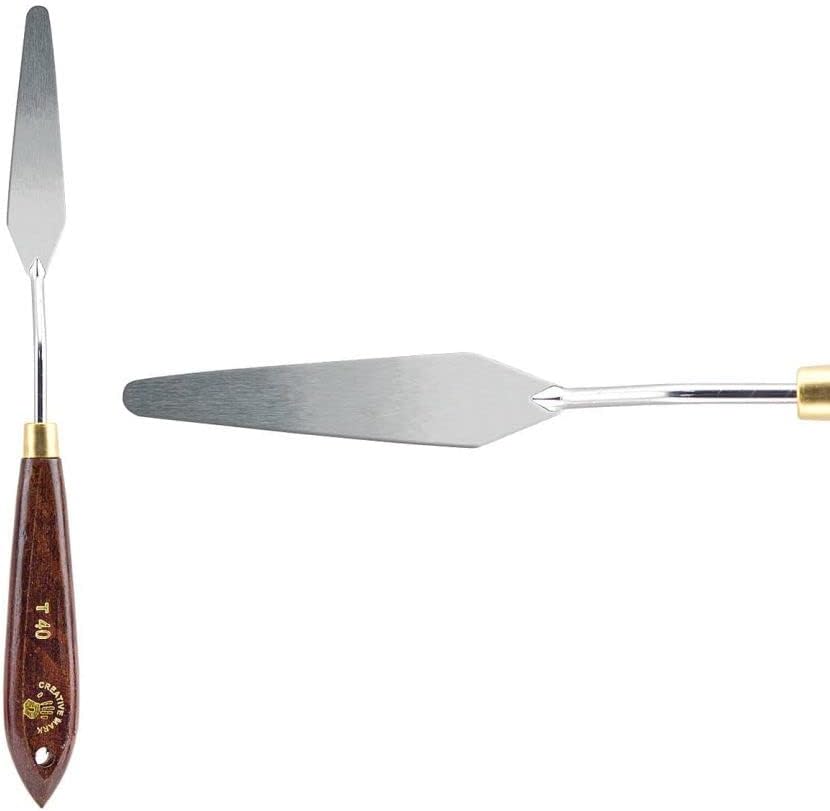 Creative Mark Stainless Steel Palette Knife Painting Tools - Paint Palette with Wooden Handle - Variety of Shapes and Sizes - 40T, 3 in