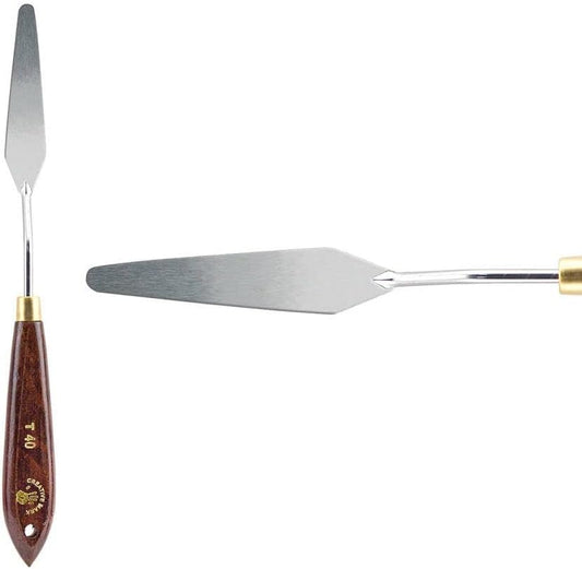 Creative Mark Stainless Steel Palette Knife Painting Tools - Paint Palette with Wooden Handle - Variety of Shapes and Sizes - 40T, 3 in