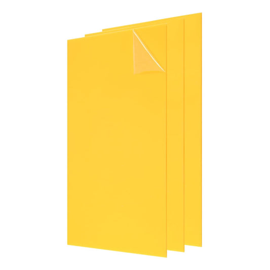 uxcell 3Pcs Acrylic Sheets 12x6 Inch Acrylic Panel 1/8 Inch-3mm Plastic Board for Picture Frames Sign Holders DIY Display Projects Craft, Yellow