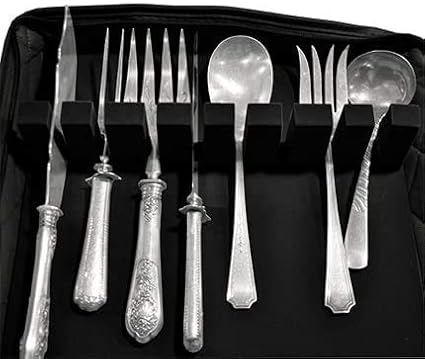 LAMINET Quilted Dinnerware Storage Case (Flatware, Black A)