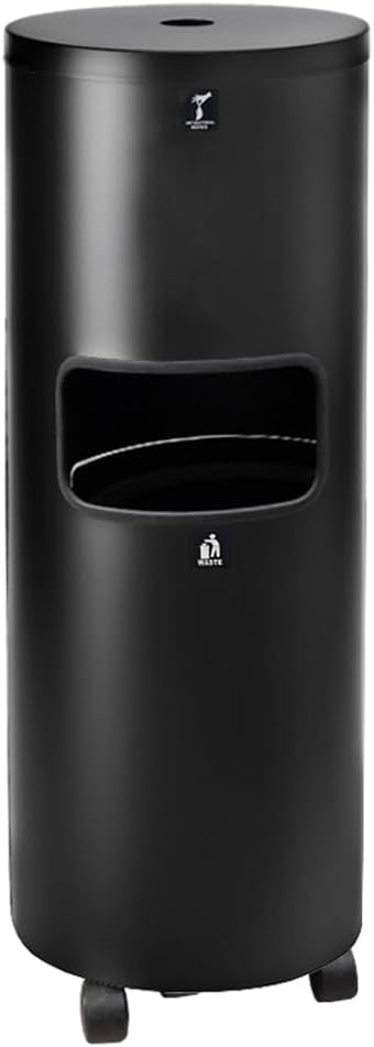 Zahari Home Stainless Steel Floor Stand Wipe Dispenser with Built-in Trash Can. Perfect for Gyms, Schools, Offices. Easy to Move with 360 Rotatable Wheels, Black