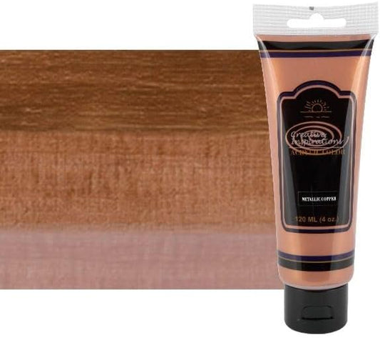 Creative Inspirations Acrylic Paint - Metallic Copper - 120 mL Tube - Smooth & Creamy Consistency, Vibrant Pigmentation, Great Coverage for Artists - Clean Up with Soap & Water