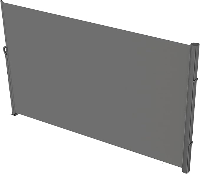 VEVOR Retractable Side Awning, UV 50 63''x 118'' Full Aluminum Rust-Proof Outdoor Privacy Screen, 280 g Thicken Folding Room Divider Wind Screen, for Patio Sun Shade, Backyard, Balcony, Gray