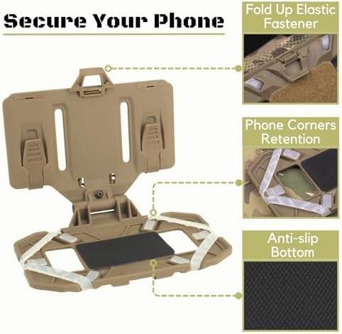 Let-Me-Be FoldPanel Chest Vest Set, Chest Rig Phone Mount for Plate Carrier Accessory Navigation Board, Outdoor Hiking Fishing Cycling Tactical Vest Wearable Phone Carrier for 4.7"-6.7" Screen
