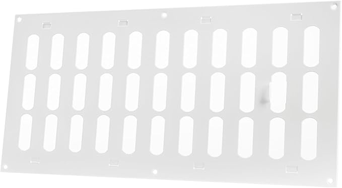Vent Systems 16" x 8" Inch (Outer Dimensions) Metal Air Vent Grille - White Adjustable Register Vent Cover - Open/Close Air Supply Intake Wall Vent - Heating/Cooling Ceiling Grille for House, Garage