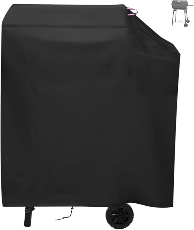 Charcoal Grills Cover for Large Charcoal Grills with Side Shelf, Waterproof Outdoor Grill Cover BBQ Grill Cover Barbeque Grill Cover (Cover Only) - 34" L×19" W×39" H, Black