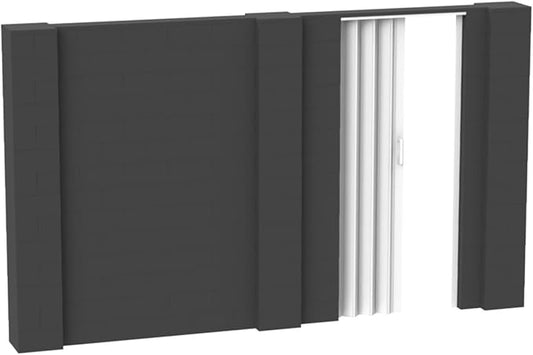 EverBlock 12’ x 7’ Wall Kit with Accordion Door | 3’ x 7’ Doorway | Modular Building Blocks | Wall Display System | Room Divider & Partition | Connect & Reuse | Indoor & Outdoor Use | Dark Gray