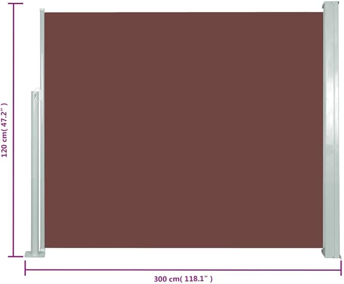 YAFF Retractable Outdoor Folding Privacy Divider, Water & UV Resistant Sun Shade Privacy Wind Screen for Garden, Backyard, Balcony, Terrace 47.2"x118.1" Brown (12.034lbs)