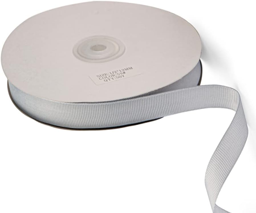 LIUYAXI 5/8" X 50 Yards Solid Silver/Grey Grosgrain Ribbon, Perfect for Crafts, Wedding Decor, DIY Hair Accessories, Sewing, Gift Package Wrapping and More