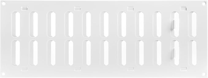 Vent Systems 16" x 6" Inch (Outer Dimensions) Metal Air Vent Grille - White Adjustable Register Vent Cover - Open/Close Air Supply Intake Wall Vent - Heating/Cooling Ceiling Grille for House, Garage