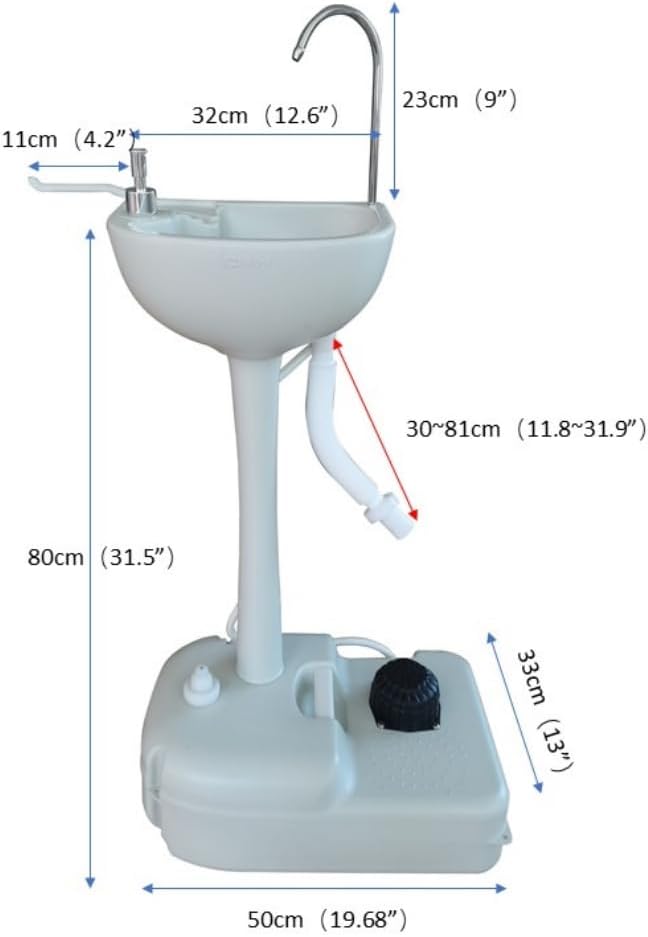 Portable Sink and Toilet - Detachable Outdoor Sink Station and Camping Toilet - 19L Hand Washing Station with Foot Pump - 20L Waste Holding Tank Flushing Toilet - Perfect for Camping RV Boat Travel