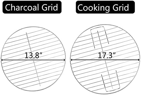 18 Inch Portable Charcoal Grill with Wheels and Lid, Outdoor BBQ Kettle Grill for Camping, Backyard, Tailgating and Picnic, Enamel Coated Charcoal Smoker with One-Touch Cleaning System and Air Vents
