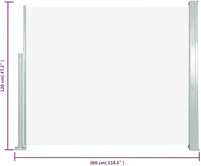 YAFF Retractable Outdoor Folding Privacy Divider, Water & UV Resistant Sun Shade Privacy Wind Screen for Garden, Backyard, Balcony, Terrace 47.2" x118.1" Cream (12.034lbs)