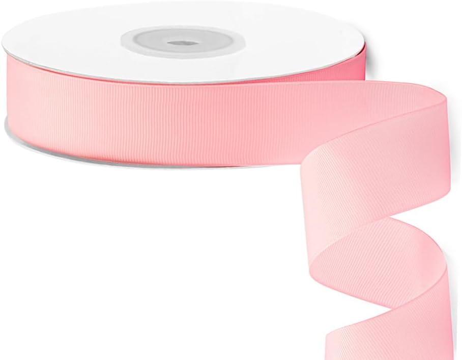 LIUYAXI 1" X 50 Yards Solid Pink Grosgrain Ribbon, Perfect for Crafts, Wedding Decor, DIY Hair Accessories, Sewing, Gift Package Wrapping and More