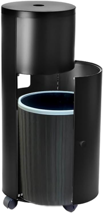 Zahari Home Stainless Steel Floor Stand Wipe Dispenser with Built-in Trash Can. Perfect for Gyms, Schools, Offices. Easy to Move with 360 Rotatable Wheels, Black
